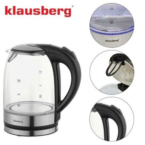 CZAJNIK ELEKTRYCZNY SZKLANY 1,7L KLAUSBERG KB-7886 LED Klausberg