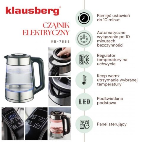 CZAJNIK ELEKTRYCZNY SZKLANY 1,7L KLAUSBERG KB-7888 LED RGB Klausberg