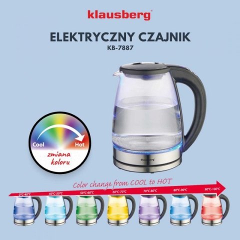 CZAJNIK ELEKTRYCZNY SZKLANY 1,8L KLAUSBERG KB-7887 LED RGB Klausberg