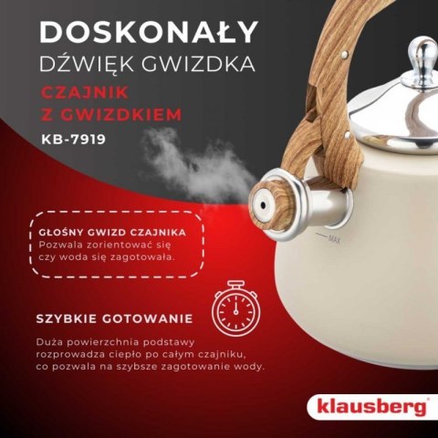 CZAJNIK STALOWY Z GWIZDKIEM 2,8L KLAUSBERG KB-7919 Klausberg