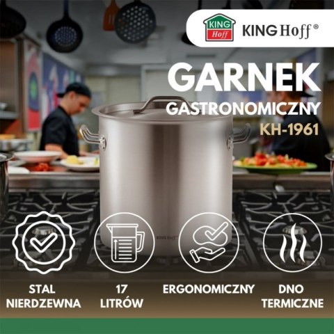 GARNEK GASTRONOMICZNY Z POKRYWĄ STALOWĄ 17L KINGHOFF KH-1961 Kinghoff