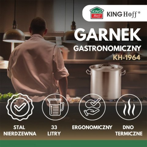 GARNEK GASTRONOMICZNY Z POKRYWĄ STALOWĄ 33L KINGHOFF KH-1964 Kinghoff