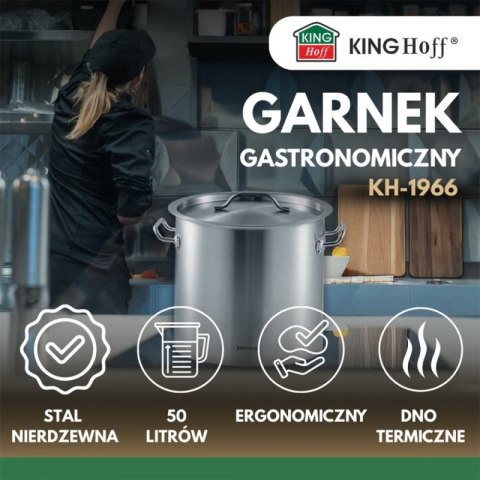 GARNEK GASTRONOMICZNY Z POKRYWĄ STALOWĄ 50L KINGHOFF KH-1966 Kinghoff