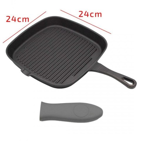 PATELNIA GRILLOWA ŻELIWNA 24cm Z SILIKONOWĄ NAKŁADKĄ 2668 Brunbeste