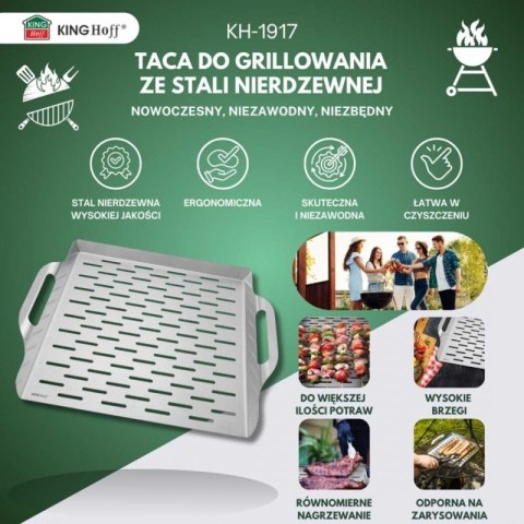 STALOWA TACA 37x31cm DO GRILLA GRILLOWANIA KINGHOFF KH-1917 Kinghoff