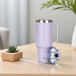 STALOWY KUBEK TERMICZNY TERMOS 1200ml Z RĄCZKĄ I SŁOMKĄ BANQUET TWAIN LILA Banquet