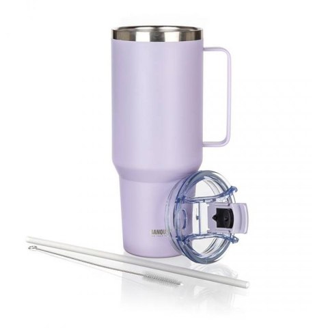 STALOWY KUBEK TERMICZNY TERMOS 1200ml Z RĄCZKĄ I SŁOMKĄ BANQUET TWAIN LILA Banquet