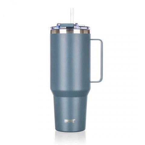 STALOWY KUBEK TERMICZNY TERMOS 1200ml Z RĄCZKĄ I SŁOMKĄ BANQUET TWAIN SZARY Banquet