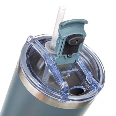 STALOWY KUBEK TERMICZNY TERMOS 1200ml Z RĄCZKĄ I SŁOMKĄ BANQUET TWAIN SZARY Banquet