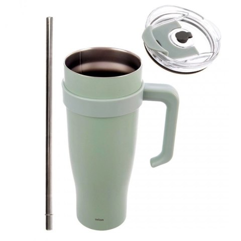 STALOWY KUBEK TERMICZNY TERMOS 1200ml Z RĄCZKĄ I SŁOMKĄ ORION 112282 MIĘTOWY Orion