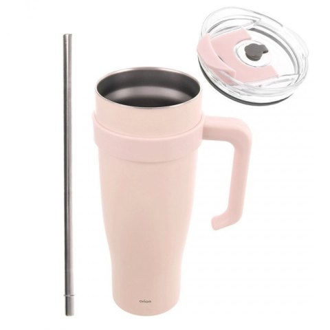 STALOWY KUBEK TERMICZNY TERMOS 1200ml Z RĄCZKĄ I SŁOMKĄ ORION 112283 RÓŻOWY Orion