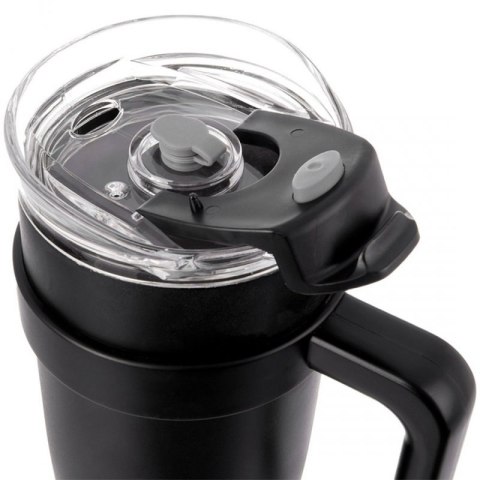 STALOWY KUBEK TERMICZNY TERMOS 1200ml Z RĄCZKĄ I SŁOMKĄ ORION 112284 CZARNY Orion
