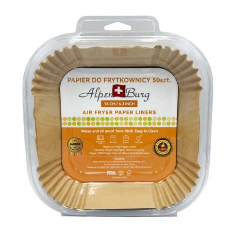 WKŁAD PAPIEROWY DO FRYTOWNICY KWADRATOWY 16x16cm 50szt. ALPENBURG Alpenburg