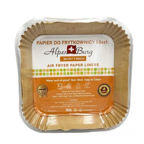 WKŁAD PAPIEROWY DO FRYTOWNICY KWADRATOWY 20x20cm 50szt. ALPENBURG Alpenburg