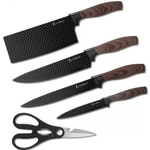 ZESTAW NOŻY KUCHENNYCH Z TASAKIEM W STOJAKU E-6309 Elitehoff