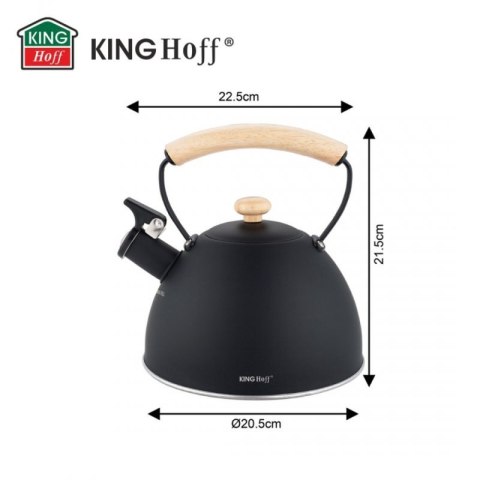 CZAJNIK 2,5L Z GWIZDKIEM KINGHOFF KH-1999 CZARNY MAT Kinghoff