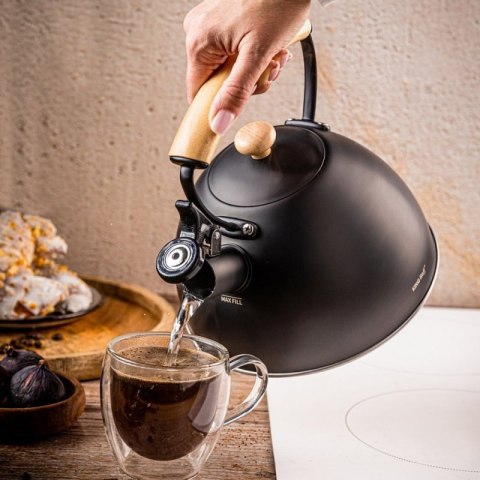 CZAJNIK 2,5L Z GWIZDKIEM KINGHOFF KH-1999 CZARNY MAT Kinghoff