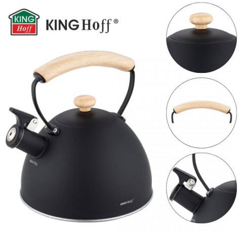 CZAJNIK 2,5L Z GWIZDKIEM KINGHOFF KH-1999 CZARNY MAT Kinghoff