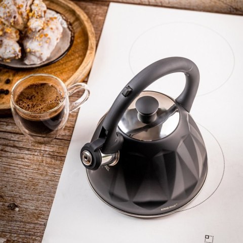 CZAJNIK 2L Z GWIZDKIEM KINGHOFF KH-1997 CZARNY MAT Kinghoff