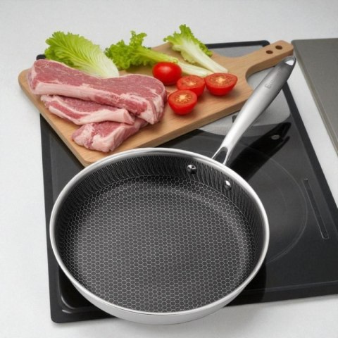 PATELNIA STALOWA 26cm Z POWŁOKĄ PLASTER MIODU E-7548 Elitehoff