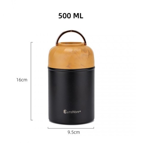 TERMOS OBIADOWY 500ml Z MISKĄ I SKŁADANĄ ŁYŻKĄ E-8249 Elitehoff