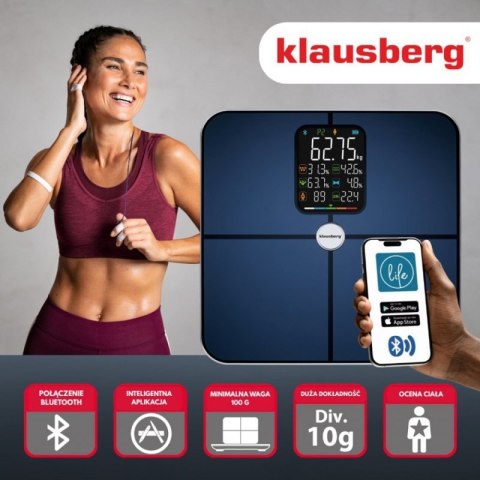 ANALITYCZNA WAGA ŁAZIENKOWA SMART IOS ANDROID KLAUSBERG KB-7940 Klausberg
