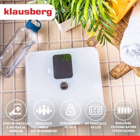 ANALITYCZNA WAGA ŁAZIENKOWA SMART IOS ANDROID KLAUSBERG KB-7941 Klausberg
