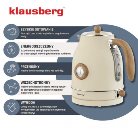 CZAJNIK ELEKTRYCZNY 1,7L Z TERMOMETREM KLAUSBERG KB-9006 RETRO Klausberg