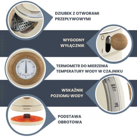CZAJNIK ELEKTRYCZNY 1,7L Z TERMOMETREM KLAUSBERG KB-9006 RETRO Klausberg