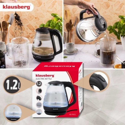 CZAJNIK ELEKTRYCZNY SZKLANY 1,2L KLAUSBERG KB-9003 LED Klausberg