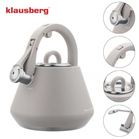 CZAJNIK STALOWY Z GWIZDKIEM 2,5L KLAUSBERG KB-7949 SZARY Klausberg