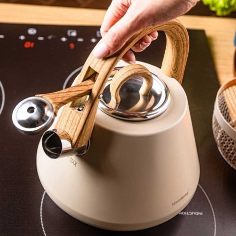 CZAJNIK STALOWY Z GWIZDKIEM 2,5L KLAUSBERG KB-7950 BEŻOWY Klausberg