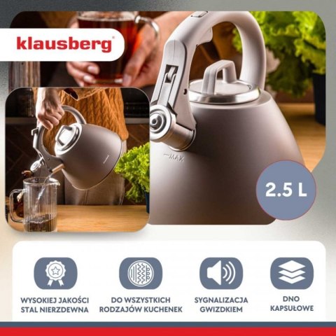 CZAJNIK STALOWY Z GWIZDKIEM 2,5L KLAUSBERG KB-7953 Klausberg