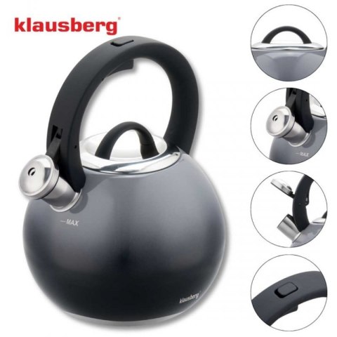 CZAJNIK STALOWY Z GWIZDKIEM 3L KLAUSBERG KB-7955 GRAFITOWY POŁYSK Klausberg