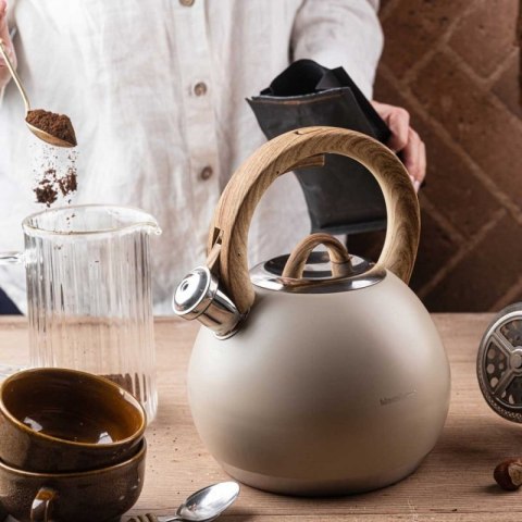 CZAJNIK STALOWY Z GWIZDKIEM 3L KLAUSBERG KB-7956 BEŻOWY MAT Klausberg