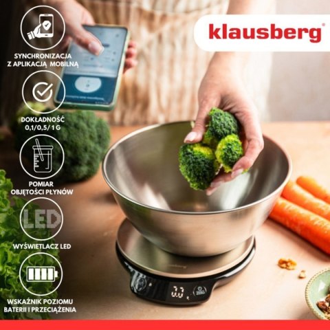 ELEKTRONICZNA WAGA KUCHENNA 5kg/1.8l KLAUSBERG KB-7939 Bluetooth Klausberg