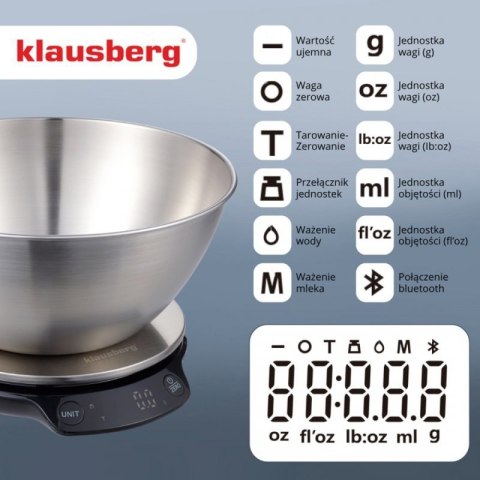ELEKTRONICZNA WAGA KUCHENNA 5kg/1.8l KLAUSBERG KB-7939 Bluetooth Klausberg