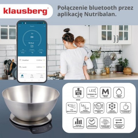 ELEKTRONICZNA WAGA KUCHENNA 5kg/1.8l KLAUSBERG KB-7939 Bluetooth Klausberg