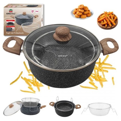 GARNEK MARMUROWY Z KOSZEM DO SMAŻENIA KINGHOFF KH-1985 4L Kinghoff