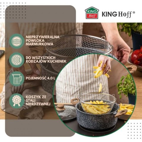 GARNEK MARMUROWY Z KOSZEM DO SMAŻENIA KINGHOFF KH-1985 4L Kinghoff
