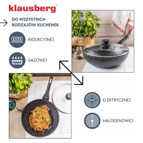 PATELNIA MARMURKOWA GŁĘBOKA WOK 28cm Z POKRYWĄ KLAUSBERG 28cm KB-7990 Klausberg