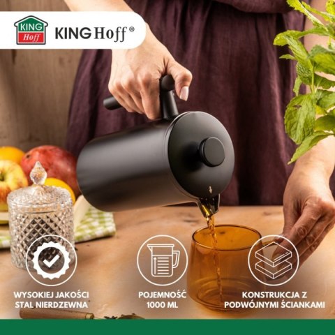 STALOWY ZAPARZACZ TŁOKOWY DO KAWY HERBATY 1L KINGHOFF KH-1996 Kinghoff
