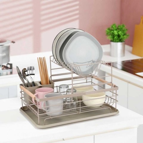 SUSZARKA DO NACZYŃ Z OCIEKACZEM I TACĄ E-8190 BEŻOWA Elitehoff