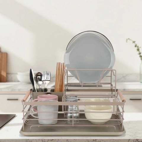 SUSZARKA DO NACZYŃ Z OCIEKACZEM I TACĄ E-8190 BEŻOWA Elitehoff