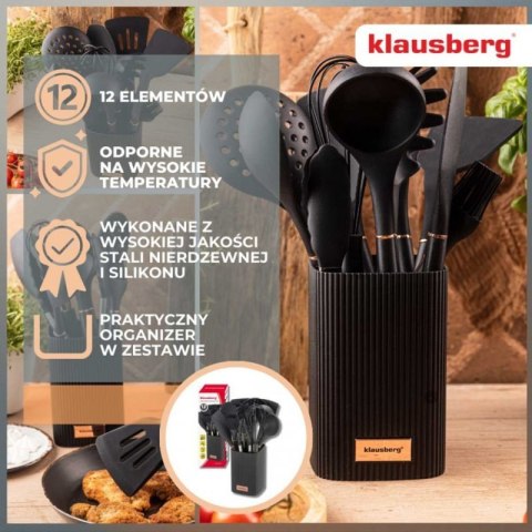 ZESTAW 12 SILIKONOWYCH PRZYBORÓW KUCHENNYCH W STOJAKU KLAUSBERG KB-9011 Klausberg
