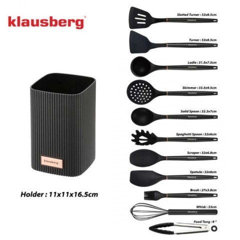 ZESTAW 12 SILIKONOWYCH PRZYBORÓW KUCHENNYCH W STOJAKU KLAUSBERG KB-9011 Klausberg