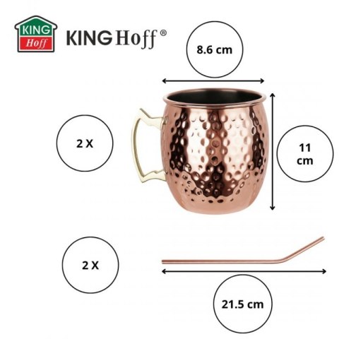 ZESTAW STALOWYCH KUBKÓW 500ml DO DRINKÓW MOSCOW MULE KINGHOFF KH-2000 Kinghoff