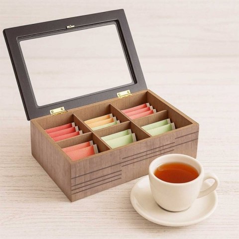 DREWNIANY POJEMNIK PUDEŁKO NA HERBATĘ EKSPRESOWĄ 154072 Orion