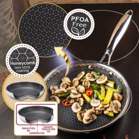 PATELNIA STALOWA 24cm Z POWŁOKĄ PLASTER MIODU KLAUSEBRG KB-9022 Klausberg