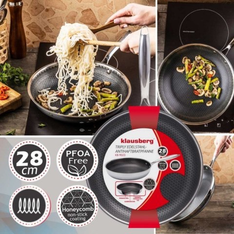 PATELNIA STALOWA 28cm Z POWŁOKĄ PLASTER MIODU KLAUSEBRG KB-9023 Klausberg